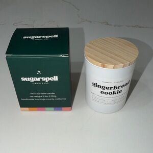 NWOT Sugarspell Gingerbread Cookie Scented Candle - White Jar with Wood Lid
